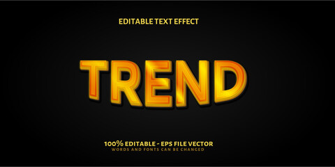 TREND text, Gold color, luxury editable text effect style