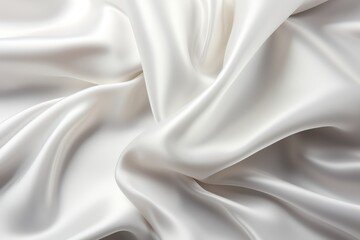 Fototapeta premium Elegant crumpled white silk fabric background with luxurious texture for design concepts