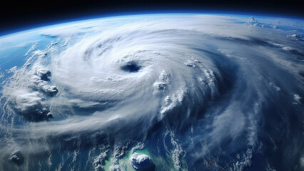 Cosmic Chaos: View of Powerful Hurricane and Storm on Earth