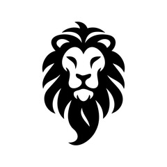 Vector Illustration Simple Lion Face Silhouette Black Color ,spooky and dashing EPS File