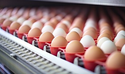 A Conveyor Belt Filled With a Variety of Eggs