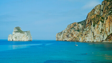 Scoglio Pan di Zucchero visto da Porto Cauli. Costa del Sulcis, bianco e nero.Sulcis Iglesiense Sardegna Italy