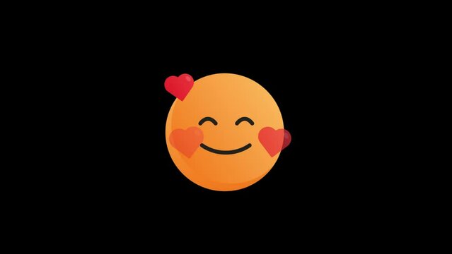 Animated Emoji Set. Alpha channel, transparent background.  4K resolution loop animation. Smiling and happy emoji. Pack 1