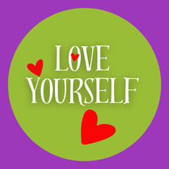 Love yourself Sticker_handcrafted tsp_purple & green
