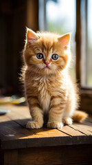 cat on a table. Generative Ai