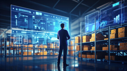 Digital Frontier: Individual Contemplating the Future through Virtual Screens