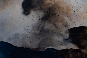 Eruptive vent with lava emis at the top of the Etna volcano