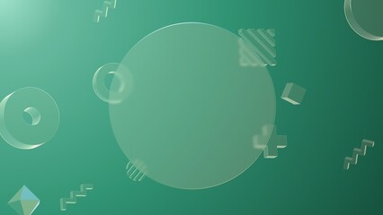 3D geometic glass morphism 4k background, 3D green geometic backdrop. Futuristic presentation background 
