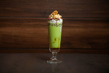 avocado mix nuts milk sheik with icecream