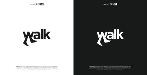 Walking word with foot icon logo design creative concept