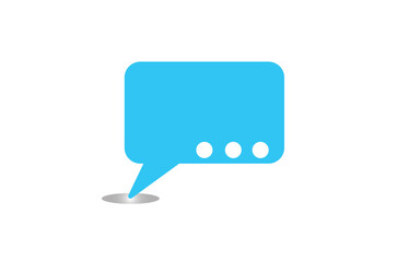 White speech bubble of paper cardboard with a note that the interviewee is responding to a blue background. The concept of notification on the phone or social networks. Flat lay, top view.