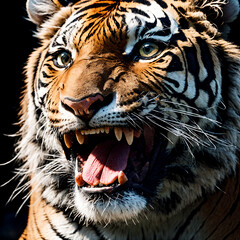 ai generated portrait of a tiger, 2k image of realistic tiger's face
