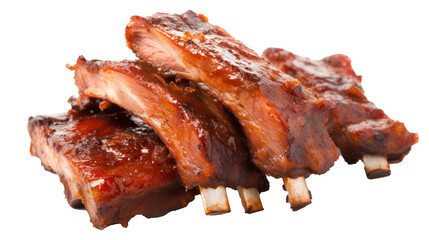 barbeque ribs isolated on transparent or white background  - obrazy, fototapety, plakaty