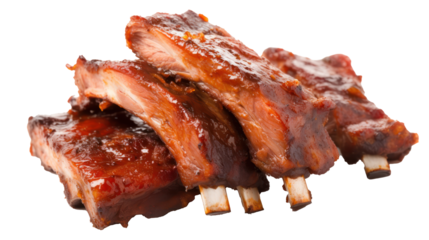 barbeque ribs isolated on transparent or white background 