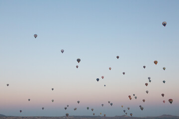 Balloons flying in Cappadocia, Turkey