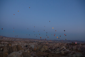 Balloons flying in Cappadocia, Turkey