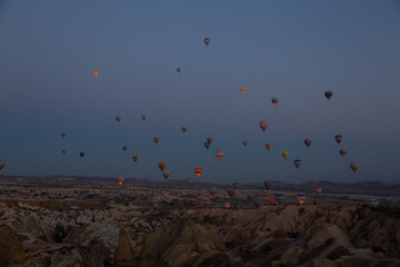 Balloons flying in Cappadocia, Turkey