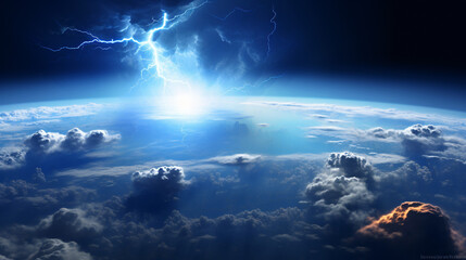 Lightning from a cumulonimbus storm cloud strikes