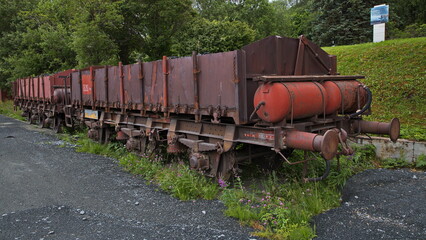 Old railway wagons in Narvik in Nordland county, Norway, Europe
