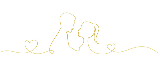 Gold color woman and man line art design eps vector