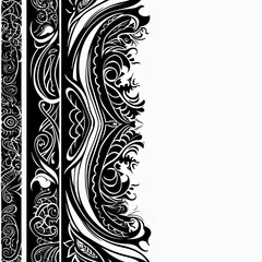 Ink and Tattoo Style Border  A Funky Flair for Contemporary Designs with Subtle, Repeating Edge Patterns