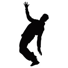 Hip Hop Man Silhouette. Isolated On White Background. Vector Icon.