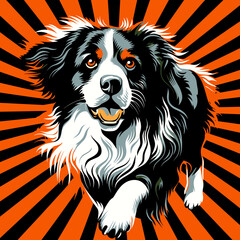 Dog in decorative vector pop art style