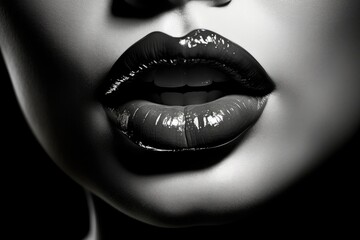 Black and white photo of women's lips