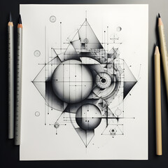 Illustration of abstract geometric shading drawing.