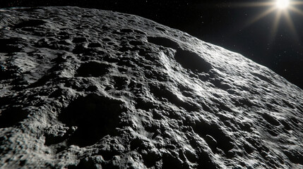 Moon surface. Dark background. Space panorama.