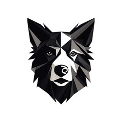 a black and white low poly wolf