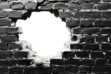 Hole in black brick wall