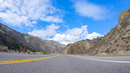 Driving Under Sunny Skies on Cuyama Highway Scenery
