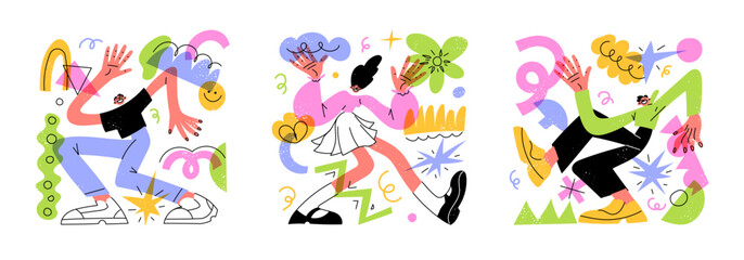People dancing celebrating vector illustration