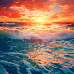 Sunset ocean wave