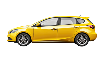 Yellow car isolated on white