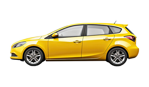 Fototapeta Yellow car isolated on white