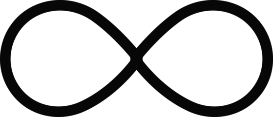 Foto op Canvas Infinity icon. Eternity, infinite, endless and forever loop symbol sign in black flat style isolated on transparent background. Symbol of repetition and unlimited cyclicity emblem. © M