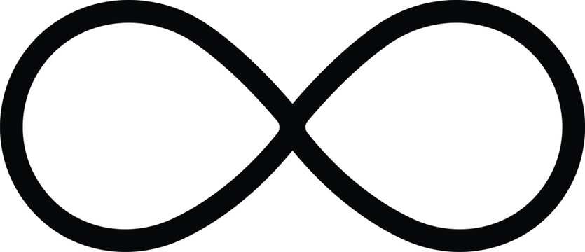 Infinity icon. Eternity, infinite, endless and forever loop symbol sign in black flat style isolated on transparent background. Symbol of repetition and unlimited cyclicity emblem.