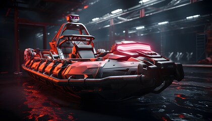 3D rendering of a futuristic sci fi car in the space.