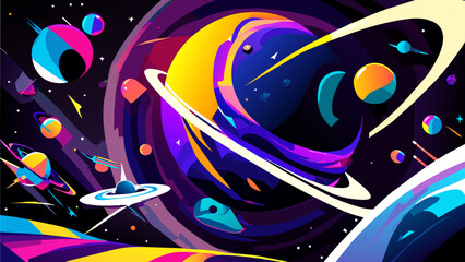 Space-themed cosmic elements vektor icon illustation