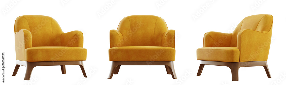 Aufkleber armchair set isolated on transparent background. 3d render.