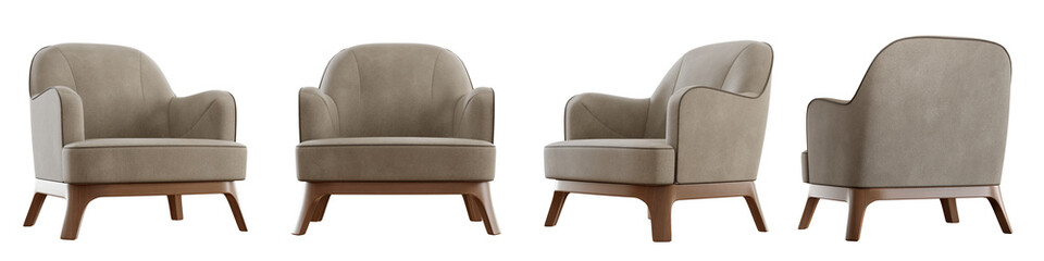 Armchair set isolated on transparent background. 3D render.