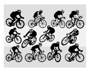 Cycling Svg, Cycling Silhouette, bicycle Silhouette, Sports, Triathlon, Bicycle Racer, Racing Bike, Cut Files
