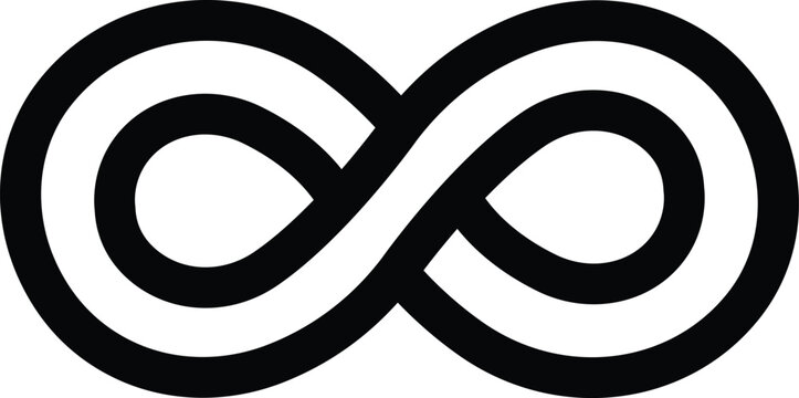 Infinity icon. Eternity, infinite, endless and forever loop symbol sign in black flat style isolated on transparent background. Symbol of repetition and unlimited cyclicity emblem.