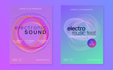 Fototapeta premium Neon electronic fest flyer. Electro dance music. Trance sound. Club event poster. Techno dj party.