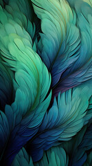 Colorful feathers background. Generative Ai