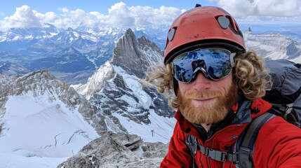 handsome man with Ski goggles, ski clothing