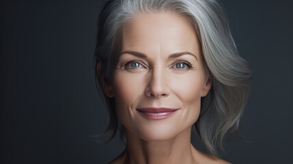 Fototapeta premium Elegant Silver Hair, Profile View