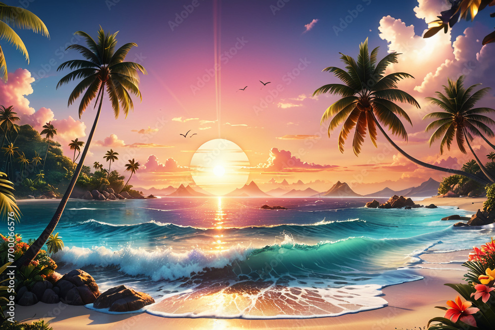 Wall mural a colorful tropical sunset - Wall murals